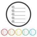 Numbered list icon. Set icons in color circle buttons Royalty Free Stock Photo