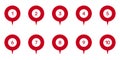 Numbered Location Pin Markers for Navigation and Mapping Icon Set. Geographic Position Indicators and Route Point Pins Royalty Free Stock Photo