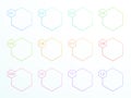 Numbered Outline Hexagon Text Boxes 1 to 12 Vector