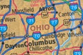 Numbered streets on the map around the state of Ohio, USA, March 6, 2019 Royalty Free Stock Photo