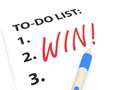Numbered To Do List with the Word Win Royalty Free Stock Photo