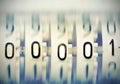 Numbers 00001 from Mechanical Scoreboard Royalty Free Stock Photo