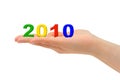 Numbers 2010 in hand Royalty Free Stock Photo