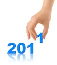 Numbers 2011 and hand Royalty Free Stock Photo