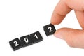 Numbers 2012 and hand Royalty Free Stock Photo