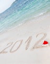 Numbers 2012 on tropical beach sand Royalty Free Stock Photo