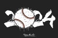 Happy New Year 2024 and baseball ball Royalty Free Stock Photo