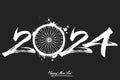 Happy New Year 2024 and bike wheel Royalty Free Stock Photo