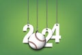 Happy New Year 2024 and baseball ball Royalty Free Stock Photo