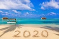 Numbers 2020 on beach Royalty Free Stock Photo