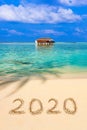 Numbers 2020 on beach Royalty Free Stock Photo