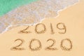 Numbers 2020 on beach Royalty Free Stock Photo