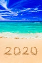 Numbers 2020 on beach Royalty Free Stock Photo