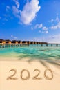 Numbers 2020 on beach Royalty Free Stock Photo