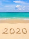 Numbers 2020 on beach Royalty Free Stock Photo