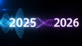 2025 2026 numbers with blue and purple digital waves year future Royalty Free Stock Photo