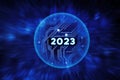 2023 numbers in the bubble with circuit board