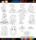 Numbers with cartoon animals for coloring Royalty Free Stock Photo