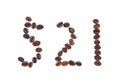 521 numbers of coffee beans Royalty Free Stock Photo