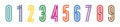 Numbers collection. Numbers in linear flat design. Colorful numbers in a row. Vector illustration