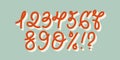 The numbers and commonly used marks and symbols in vintage cartoon style. Vector figures set form zero to nine with Royalty Free Stock Photo