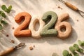 2026 Numbers Made of Clay with Crafting Tools sculpting Royalty Free Stock Photo