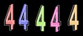 Numbers four, 4 on a black background for printing on T-shirts and banners, font for advertising inscriptions