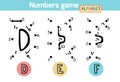 Numbers game (Alphabet): letters D, E, F