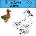 Numbers game with contour. Little cute duck. Royalty Free Stock Photo