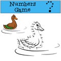 Numbers game with contour. Little cute duck. Royalty Free Stock Photo