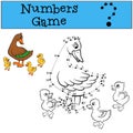 Numbers game with contour. Mother duck and little cute ducklings Royalty Free Stock Photo