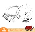 Numbers game, dot to dot game for children, Rhinoceros beetle