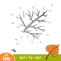 Numbers game, dot to dot game for children, Black poplar leaf