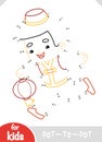 Numbers game, education dot to dot game, Chinese new year character boy and lantern