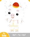 Numbers game, education dot to dot game, Chinese new year character cute pig