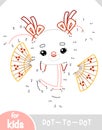 Numbers game, education dot to dot game, Chinese new year character rabbit and fans