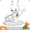 Numbers game, education game for children, Cute squirrel cooks food and cuts cucumber