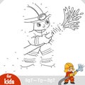 Numbers game, education dot to dot game for kids, Firefighter using fire hose Royalty Free Stock Photo