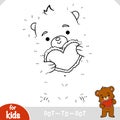 Numbers game, education dot to dot game, Loving bear with valentine card