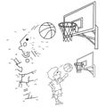 Numbers game for kids. Coloring Page Outline Of a Cartoon Boy playing basketball. Coloring book for children Royalty Free Stock Photo