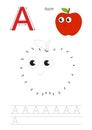 Numbers game for letter A. Red Apple. Royalty Free Stock Photo