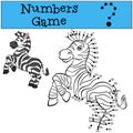 Numbers game. Little cute striped zebra smiles.