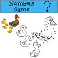 Numbers game. Mother duck and little cute ducklings. Royalty Free Stock Photo