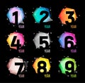 Numbers in a geometric abstract color and cosmic form from polygonal triangles and polygons logo on a black background