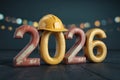 2026 numbers hard hat construction development future goals Royalty Free Stock Photo