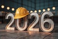 2026 numbers hard hat industrial safety future development Royalty Free Stock Photo