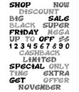 Numbers and inscriptions on black friday funny style