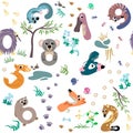 Numbers like Australian animal seamless pattern