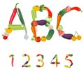 Numbers made of fruits and vegetables Royalty Free Stock Photo