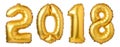 Numbers 2018 made of golden balloons